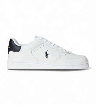 Polo Ralph Lauren para hombre. 809P01636001 Zapatillas de piel Masters Court blanco (46), Plano, Cordones, Casual