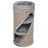 pawhut tonel rascador 75 cm de alto o 35 cm tonel para gatos de 4 niveles con 3 huecos cama de peluche desmontable y lavable superficie rascadora de sisal
