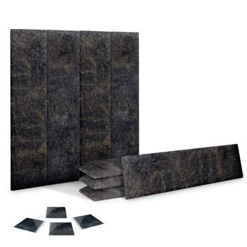 Dhome Juego De 8 Paneles Tapizados De Tela De Lujo Pack Autoadhesivos Para Pared Acústicos Absorbentes Protección (luxurious Black, 60x20cm, X8)