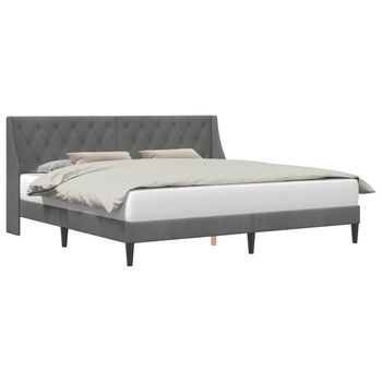 Cama Matrimonial | Cama Para Adulto | Estructura De Cama Gris Oscuro 200 X 200 Cm Terciopelo