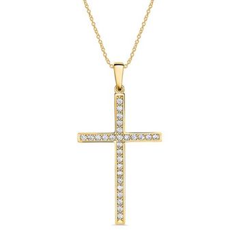 Cadena cruz de oro de 9 quilates con circonita
