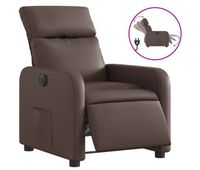 vidaxl sillon reclinable electrico de cuero sintetico marron