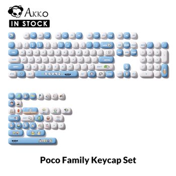 Juego de Teclas Akko de 136 Teclas con Diseño de Animales, Teclas PBT con Sublimación de Tinta, Perfil MOG, Kawaii para Teclado Mecánico Personalizado