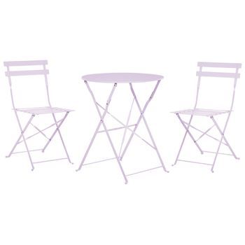 Conjunto De Balcón De Metal Violeta Mesa Redonda Sillas De Acero Exterior Fiori