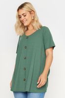 yours camiseta verde canale con botones mujer curvy y tallas grandes yours