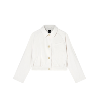 A|X Armani Exchange para mujer. XW001930AF21525U1003 Chaqueta Blouson Boxy blanco (S), Casual, Algodón, Manga larga