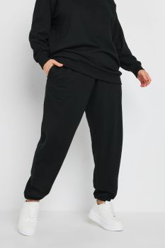 Yours Joggers Negros Con Puños Elásticos, Mujer Curvy Y Tallas Grandes, Yours