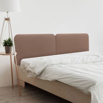 Dhome Cabecero Tapizado Liso Redondeado Polipiel Para Pared Acústicos Cabeceros Absorbentes Cabezal Cama Dormitorio (arcilla, 210cm Dual)