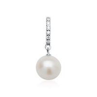 colgante de perlas en oro blanco 14 quilates con diamantes