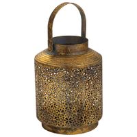 wonderlust deco - portavelas de metal dorado 16x16x21h cm dorado 16x16x21h cm