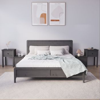 Set De 2 Mesitas De Noche - Mueble De Dormitorio - Madera De Pino - Gris (79.5x38x65.5cm)