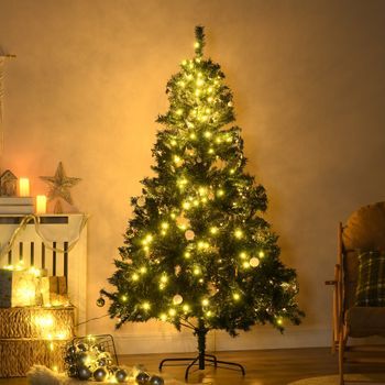 Árbol De Navidad Artificial De Pvc Metal Homcom 112x112x180 Cm -verde
