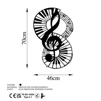 Decoración Pared De Metal Musical 4 Negro 46x70 Cm
