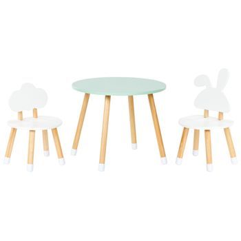 Conjunto De Mesa Y 2 Sillas Infantiles Patas Con Tapas Mdf Habitación Infantil Blanco Y Madera Claro Robin