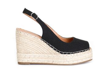 salón peep-toe de lona black