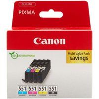 canon cli-551 cyan magenta yellow  black ink cartridges - multipack cyan