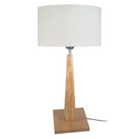 lampara de mesa madera natural pantalla crudo