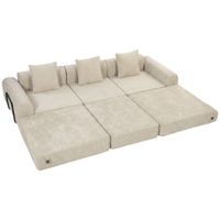 homcom sofa cama plegable 245 cm sofa comprimido 3 plazas modular en chenilla con asiento amplio 3 cojines beige