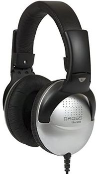 Koss UR29 Auriculares con Cable DJ, Cascos de Diadema Cerrados, Headphones Over Ear, Plegables, Ajustables, Control de Volumen para Música, Calidad de Graves, Jack de 3,5 mm, Negro/Plata