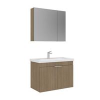 conjunto de mueble con lavabo y espejo 2 piezas  - 80 x 45 x 58 cm - roble