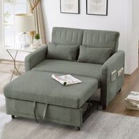 sofa-cama convertible de 2 plazas extensible respaldo ajustable en 3 posiciones tejido de algodon-lino transpirable diseno moderno