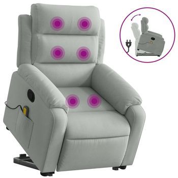 Sillón Reclinable De Masaje | Sillón De Salón | Silla Elevable Terciopelo Gris Claro