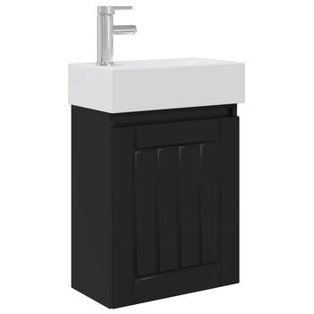 Módulo De Baño Con Grifería Negro 45,5 X 25,5 X 84 Cm Vidaxl