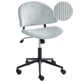 Silla De Oficina Giratoria Ajustable Escritorio Con Asiento Y Respaldo De Pana Azul Claro Kiana