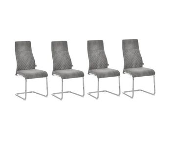 Homcom juego de 4 sillas de comedor, sillas de cocina con asiento y respaldo acolchado, tapizado en terciopelo, patas de acero, para oficina, conferencia, sala de estar, gris