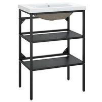 estructura de bano con lavabo incorporado hierro negro vidaxl