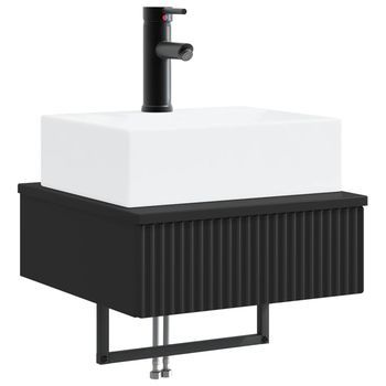 Lavabo De Lavado Montado En La Pared Negro 40 X 41 X 39 Cm Vidaxl