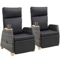 sillon de ratan pescara con estructura de aluminio y respaldo ajustable tectake