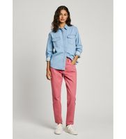 pepe jeans para mujer pl304894pg5 camisa regular azul xl casual algodon manga larga sostenible