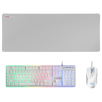 TECLADO MOUSE Y ALFOMBRILLA MARS GAMING MCPX FRANCES WHITE TELCADO HIBRIDO H-MECH MOUSE ULTRA
