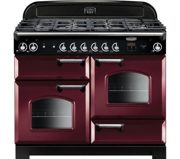 Rangemaster Classic CLA110DFFCY/C 110 cm Dual Fuel Range Cooker - Cranberry & Chrome, Cranberry