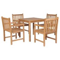 set de comedor exterior 5 piezas de madera maciza de teca vidaxl