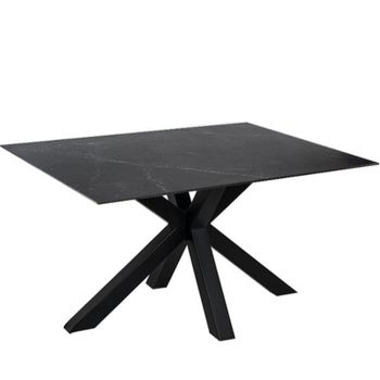 Mesa comedor porcelánica 140 cm patas negras tapa negra