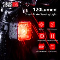 thinkrider 120 lumenes bicicleta inteligente luz de deteccion de freno ipx6 impermeable led carga ciclismo luz trasera accesorios traseros de bicicleta