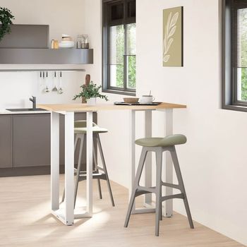 Patas De Mesa Bar Forma T 2 Uds | Patas Para Mesa Acero Blanco 60x35x(111-112) Cm
