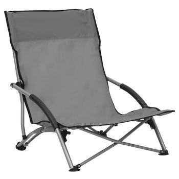 Pack 2 Uds Sillón De Playa| Sillas De Playa Plegables Tela Gris