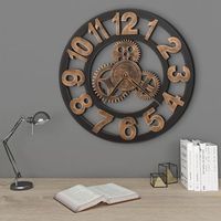 reloj de pared  reloj mural de metal dorado y negro 58 cm cfw168137 cfw80669