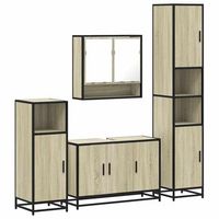 juego de muebles de bano 4 pzas contrachapada roble sonoma vidaxl