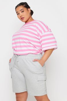 Yours Joggers Cortos Gris Claro Bolsos Cargo, Mujer Curvy Y Tallas Grandes, Yours