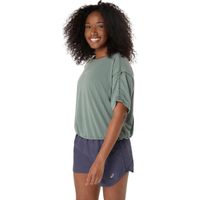 asics nagino run camiseta de running mujeres-azul