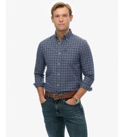 superdry para hombre m4011042a camisa premium check oxford azul m casual algodon manga larga