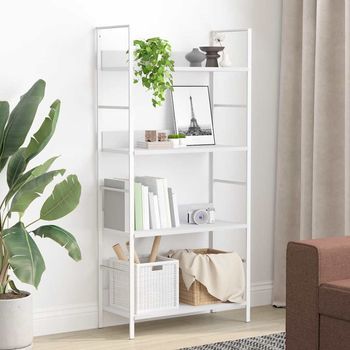 Estantería | Librería | Armario De Libros 4 Niveles Madera Ingeniería Blanco 60x27,6x124,5 Cm