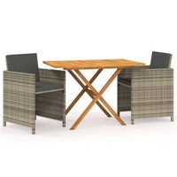 set de comedor de jardin 3 piezas  mueble de jardin con cojines gris