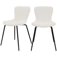 set de 2 sillas blancas efecto lana con patas de metal