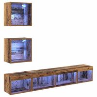 unidades de tv de pared con led con led 5 uds  mueble de salon  gabinete de tv madera vieja