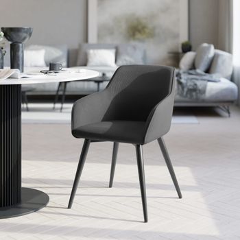 Silla de comedor con diseño de pana 58 x 62 x 82 cm antracita/negro